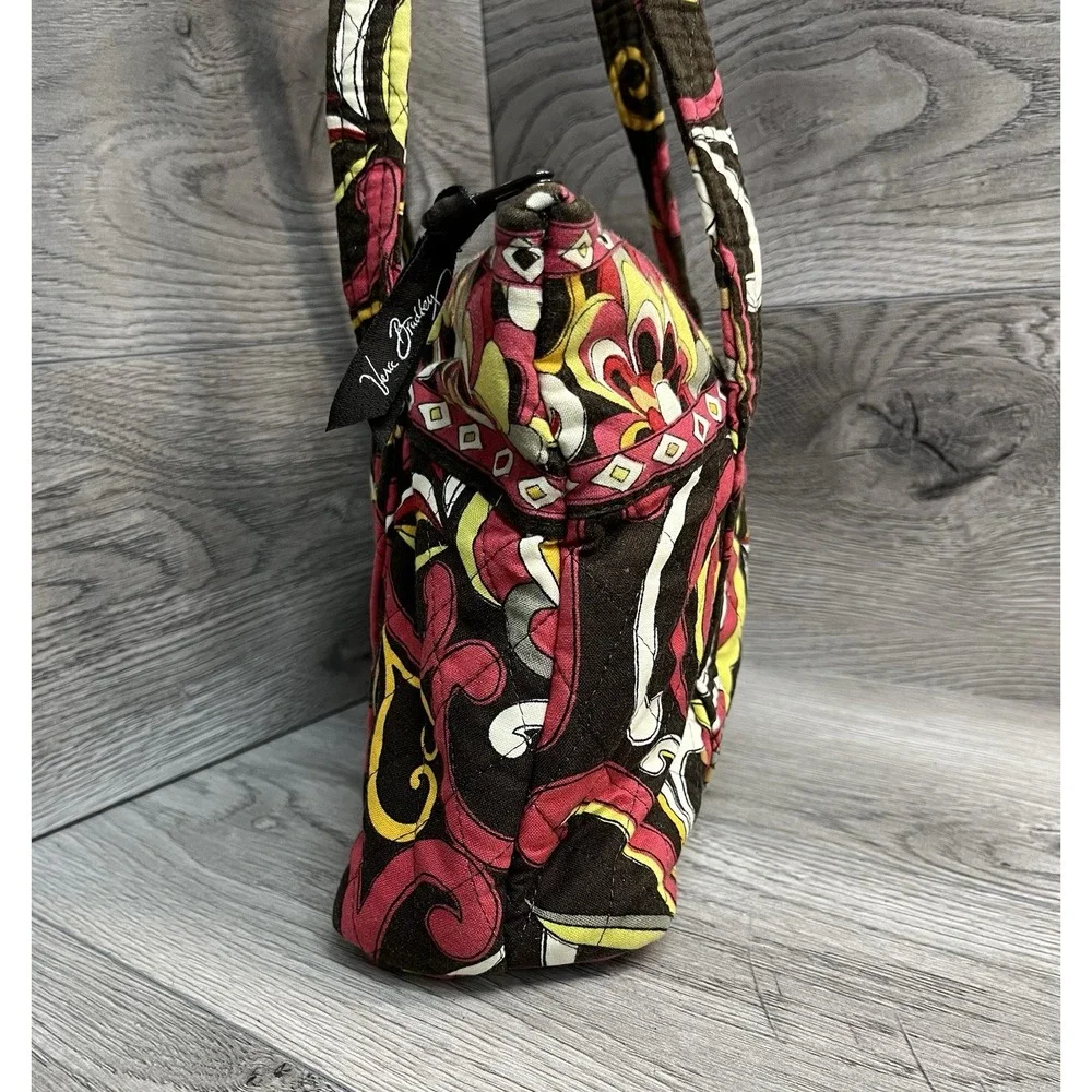Brown Floral Shoulder Bag With Zip Closure And Matching Wallet By Vera Bradley
